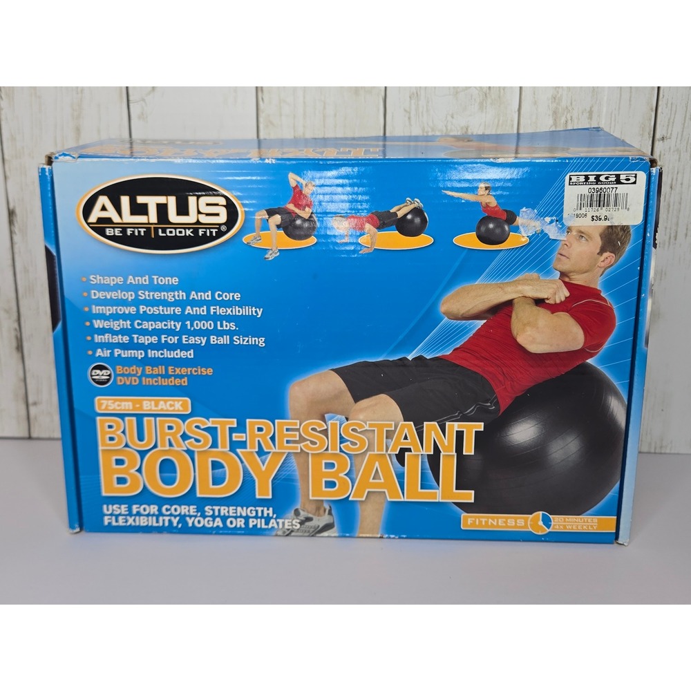ALTUS 75cm Black Burst Resistant Body Ball Exercise Fitness Yoga- DVD Pump